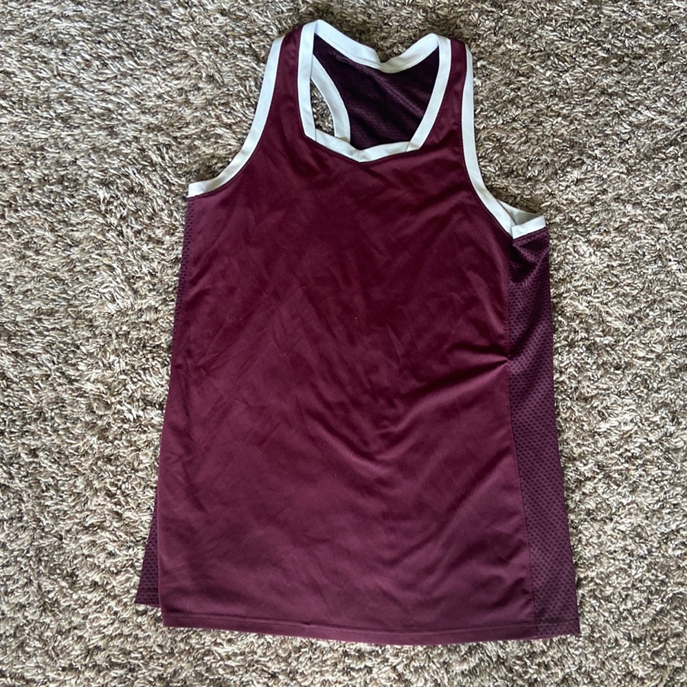 MAROON AND WHITE ATHLETIC JERSEY